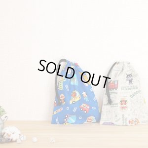 画像1: ●アウトレット サイズ変更不可●アンパンマン リネン緑【巾着袋3点セット】中厚手生地 材料セット 作り方マニュアル付き 入園入学 手芸キット