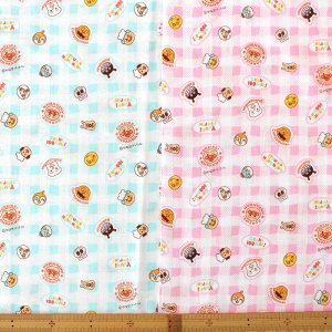 画像6: アンパンマンチェック ピンク/ブルー【丸型スタイ】【くるくるスタイ】【ハンカチスタイ】ベビー 材料セット 作り方マニュアル付き ダブルガーゼ 国産