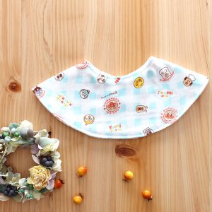 画像3: アンパンマンチェック ピンク/ブルー【丸型スタイ】【くるくるスタイ】【ハンカチスタイ】ベビー 材料セット 作り方マニュアル付き ダブルガーゼ 国産