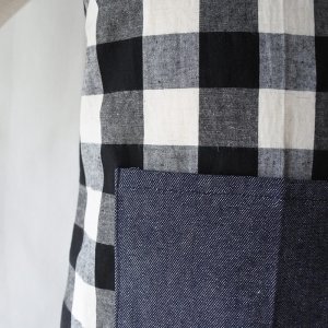 画像3: 白黒ブロックチェック【エプロン&三角巾】手作りキット 作り方マニュアル付き 入園入学 2025年度春 中厚手生地