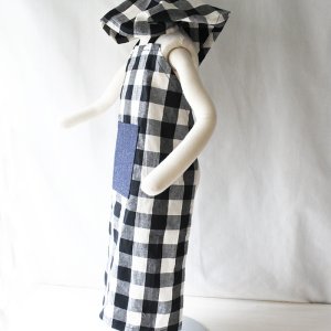 画像4: 白黒ブロックチェック【エプロン&三角巾】手作りキット 作り方マニュアル付き 入園入学 2025年度春 中厚手生地