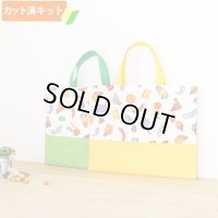 はらぺこあおむし 食べ物いっぱい◎底布付【レッスンバッグ】 材料セット 作り方マニュアル付き 入園入学 手芸キット[s]