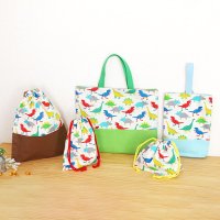 カラフルダイナソー◎底布3枚付【入園・入学 5点セット】 手作りキット 作り方マニュアル付き 入園入学 手芸キット[n][s]