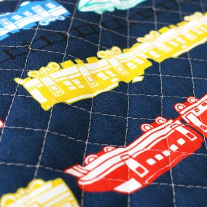 画像4: ●アウトレット サイズ変更不可●カラフルトレイン ネイビー【シューズバッグ】キルティング生地 手作りキット 作り方マニュアル付き 入園入学 手芸キット生地[s]