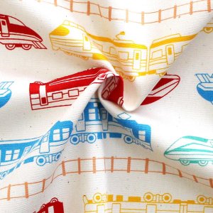 画像3: ●アウトレット サイズ変更不可●カラフルトレイン ホワイト【巾着袋3点セット】中厚手生地 材料セット 作り方マニュアル付き 入園入学 手芸キット