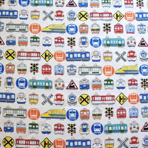 画像6: 《即納》★サンプル品(完成品)販売★電車だいすき！ベージュ◎底布付【ランチバッグ】