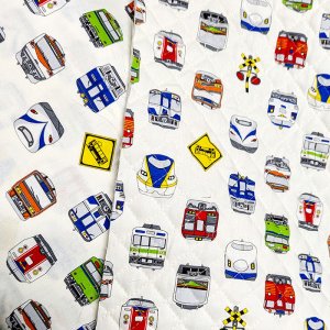 画像1: 電車フェイス【スモック】 手作りキット 作り方マニュアル付き 中厚手生地