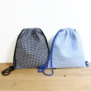 画像3: 《家庭科教材対応》ギンガムチェック ライトブルー/ブラック【ナップサック】手作りキット 作り方マニュアル付き 小学校 家庭科 キット