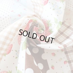 画像5: ●アウトレット サイズ変更不可●いちごのボーダー  茶【巾着袋3点セット】薄手生地+裏地 手作りキット 作り方マニュアル付き 入園入学 手芸キット[u]