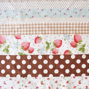 画像4: いちごのボーダー ピンク/茶【エプロン&三角巾】Mサイズ 手作りキット 作り方マニュアル付き 入園入学 2024年度春 薄手生地【F】