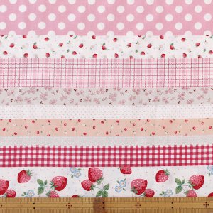 画像6: いちごのボーダー ピンク/茶【エプロン&三角巾】Mサイズ 手作りキット 作り方マニュアル付き 入園入学 2024年度春 薄手生地【F】