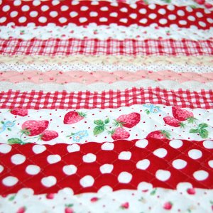 画像2: ●アウトレット サイズ変更不可●いちごのボーダー 赤/ピンク【レッスンバッグ】キルティング生地 手作りキット 作り方マニュアル付き 入園入学 手芸キット