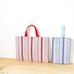 画像4: いちごのストライプ2色【シューズバッグ】 手作りキット 作り方マニュアル付き 入園入学 手芸キット