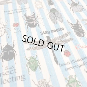 画像2: [15％OFF]★在庫限り サイズ変更不可★昆虫の図鑑 ブルーストライプ【コップ袋】手作りキット 作り方マニュアル付き 入園入学 2024年度春 中厚手生地[n]