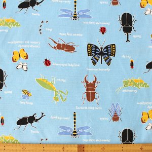 画像3: 虫たちの世界 ブルー【体操服袋/ナップサック】 中厚手生地 手作りキット 作り方マニュアル付き 入園入学 手芸キット