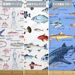 画像1: マニアックなおさかな【スモック】 手作りキット 作り方マニュアル付き 中厚手生地