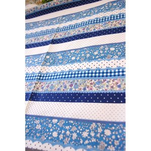 画像4: 小花のボーダー ブルー【給食袋】手作りキット 作り方マニュアル付き 入園入学 2025年度春 薄手生地+裏地[u]