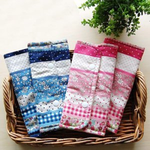 画像3: 小花のボーダー ブルー【抱っこ紐よだれカバー】ベビー 手作りキット 作り方マニュアル付き 手縫いもOK リバーシブル