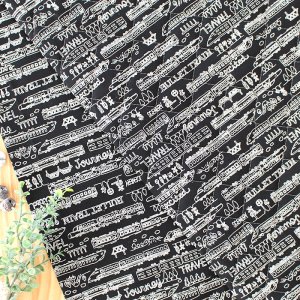 画像5: モノクロトレイン【体操服袋/ナップサック】 中厚手生地 手作りキット 作り方マニュアル付き 入園入学 手芸キット