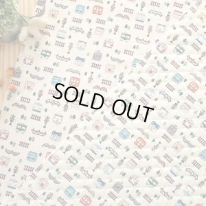 画像5: ●アウトレット サイズ変更不可●ならんだ電車 キナリ◎底布付【体操服袋/ナップサック】 薄手生地+裏地 手作りキット 作り方マニュアル付き 入園入学 手芸キット[u][s]