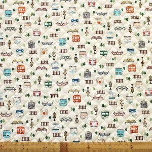 画像3: 《家庭科教材対応》ならんだ電車 キナリ キルティング生地【ナップサック】手作りキット 作り方マニュアル付き 小学校 家庭科 キット