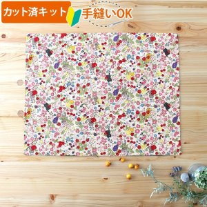 画像1: ●アウトレット サイズ変更不可●にゃんこのベリーガーデン【ランチョンマット】薄手生地+裏地 手作りキット 作り方マニュアル付き 入園入学 2024年度春[u]