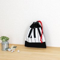 ピアノと音符【コップ袋】中厚手生地 手作りキット 作り方マニュアル付き 入園入学 手芸キット[n]