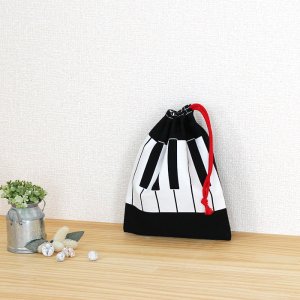 画像1: ピアノと音符【コップ袋】中厚手生地 手作りキット 作り方マニュアル付き 入園入学 手芸キット[n]