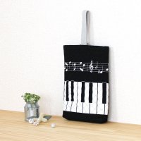 ピアノと音符【シューズバッグ】 手作りキット 作り方マニュアル付き 入園入学 手芸キット[n]