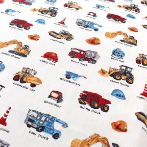 画像1: リアルな工事車両 ベージュ◎底布3枚付【入園・入学 5点セット】 手作りキット 作り方マニュアル付き 入園入学 手芸キット[n][s]