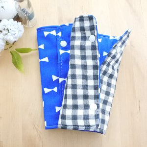 画像3: ブルー×ホワイトリボン【抱っこ紐よだれカバー】ベビー 手作りキット 作り方マニュアル付き 手縫いもOK リバーシブル