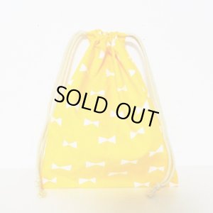 画像1: イエロー×ホワイトリボン【給食袋】手作りキット 作り方マニュアル付き 入園入学 2024年度春 中厚手生地