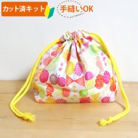 リボン＆ちょうちょ レッド/ブルー【お弁当袋】手作りキット 作り方マニュアル付き 入園入学 2025年度春 薄手生地+裏地[u]