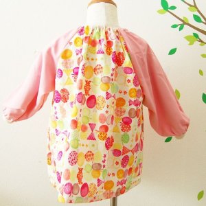 画像4: リボン＆ちょうちょ レッド/ブルー【スモック】 手作りキット 作り方マニュアル付き 入園入学 手芸キット 薄手生地【F】