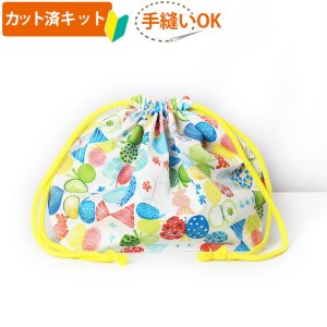 画像2: リボン＆ちょうちょ レッド/ブルー【お弁当袋】手作りキット 作り方マニュアル付き 入園入学 2025年度春 薄手生地+裏地[u]