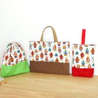 ロボロボロボット◎底布3枚付【入園・入学 3点セット】 手作りキット 作り方マニュアル付き 入園入学 手芸キット[n][s]