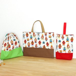 画像1: ロボロボロボット◎底布3枚付【入園・入学 3点セット】 手作りキット 作り方マニュアル付き 入園入学 手芸キット[n][s]