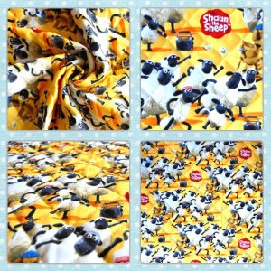 画像5: 【20%OFF】★在庫限り サイズ変更不可★ひつじのショーン ダンシング グリーン/イエロー【エプロン&三角巾】Mサイズ 材料セット 入園入学 中厚手生地【F】