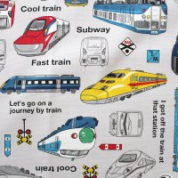 《家庭科教材対応》電車と新幹線 ライトグレー【ランチョンマット】手作りキット 作り方マニュアル付き 小学校 家庭科 キット[u]