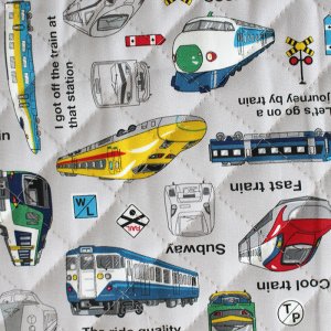 画像2: 《家庭科教材対応》電車と新幹線 ライトグレー キルティング生地【ナップサック】手作りキット 作り方マニュアル付き 小学校 家庭科 キット