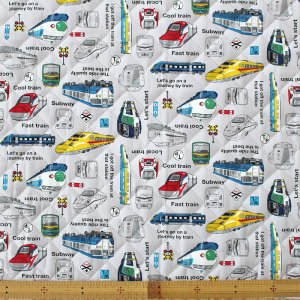 画像3: 《家庭科教材対応》電車と新幹線 ライトグレー キルティング生地【ナップサック】手作りキット 作り方マニュアル付き 小学校 家庭科 キット