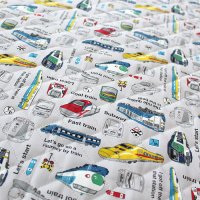 《家庭科教材対応》電車と新幹線 ライトグレー キルティング生地【ナップサック】手作りキット 作り方マニュアル付き 小学校 家庭科 キット