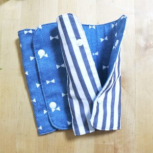 画像3: グレーのサラサラ先染ストライプ【抱っこ紐よだれカバー】ベビー 手作りキット 作り方マニュアル付き 手縫いもOK リバーシブル