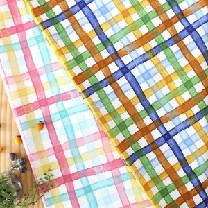 画像5: 水彩チェック ブルー/ピンク【キッズエプロン&三角巾】Mサイズ 手作りキット 作り方マニュアル付き 入園入学 手芸キット