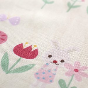 画像3: [15％OFF]★在庫限り サイズ変更不可★うさぎちゃんとチューリップ クリーム【給食袋】材料セット 作り方マニュアル付き 入園入学 中厚手生地[n]