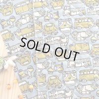 きいろいレトロカー【キッズエプロン&三角巾】Mサイズ 手作りキット 作り方マニュアル付き 入園入学 手芸キット