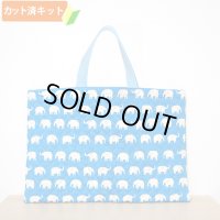 ぞうさん ブルー 【レッスンバッグ】手作りキット 作り方マニュアル付き 入園入学 手芸キット[n]