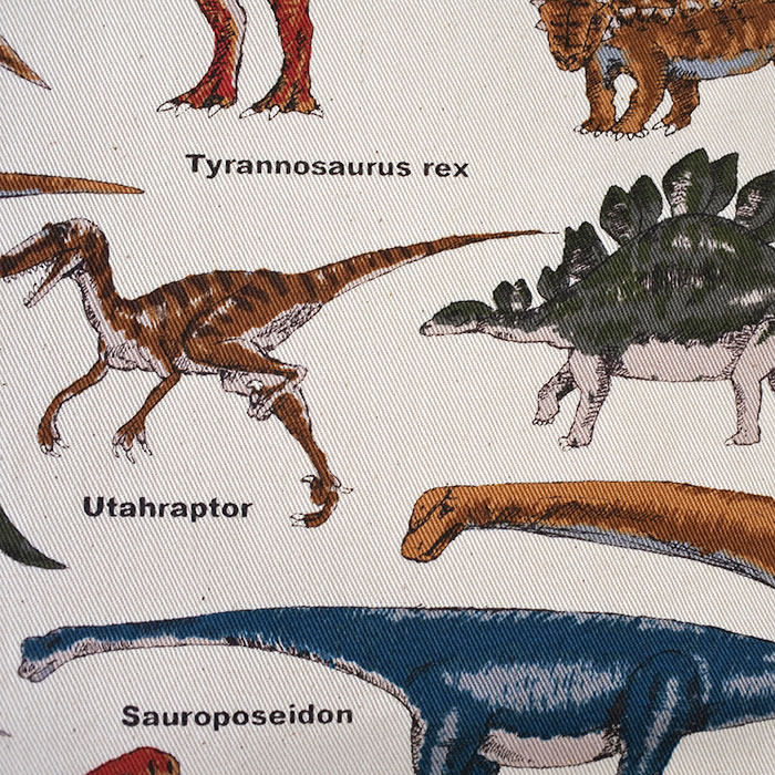 恐竜、ダイナソー柄の生地で作るレッスンバッグ、巾着などの入園グッズ
