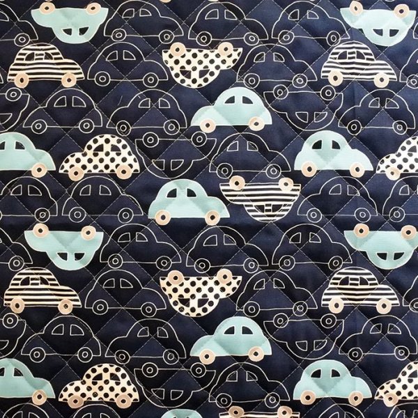 画像3: ●アウトレット サイズ変更不可●ビートルカー ネイビー◎底布付【シューズバッグ】手作りキット 作り方マニュアル付き 入園入学キルティング プライスOFF (3)