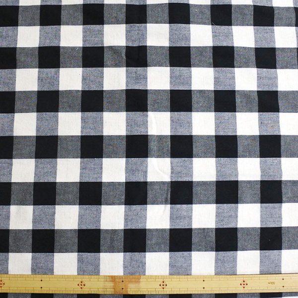 画像3: 白黒ブロックチェック【スモック】 手作りキット 作り方マニュアル付き 中厚手生地 (3)